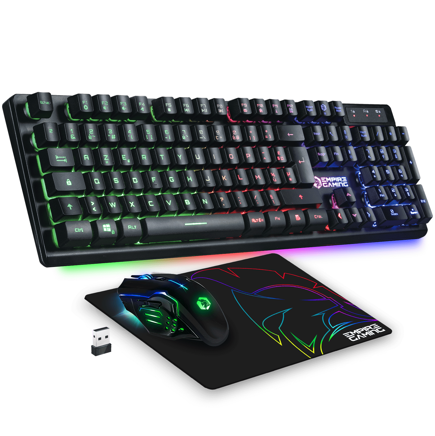 EMPIRE GAMING ARMOR RF800 Wireless RGB Gaming Keyboard Mouse Pad Bundle